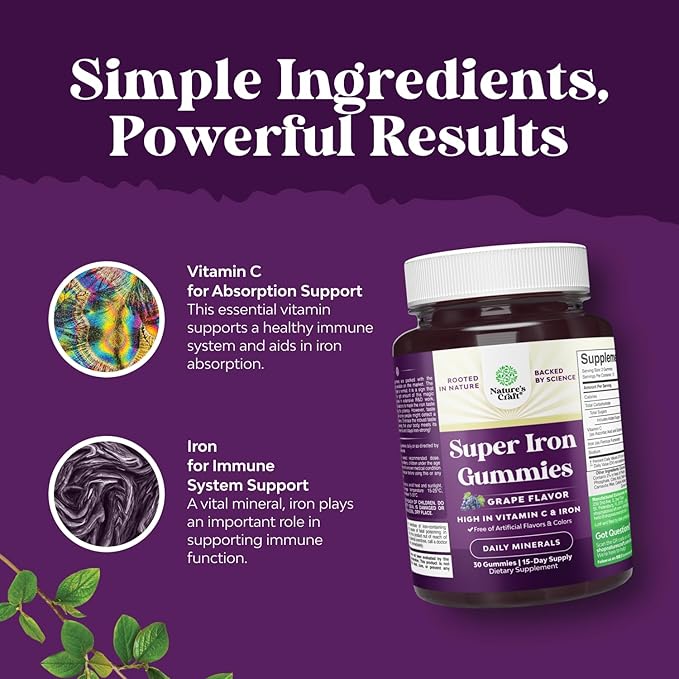 Bundle of Extra Strength Iron Supplement Gummies with Vitamin C &amp B Complex - Increase Red Blood Cells Supplement and Extra Strength Calm Magnesium Gummies with Elemental Mag - Body &amp Mind Rel