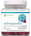 Youtheory Ashwagandha - Vegetarian Energy &amp Stress Support Supplement with Organic KSM-66 &amp Ginger Extract - Cane Sugar-Mixed Berry 60 Gummies (20 Day Supply)