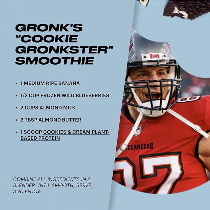 TB12 Plant Based Protein Powder by Tom Brady 24g of Vegan Pea Protein Low Sugar Low Carb Non-GMO Meal Replacement Keto Friendly Paleo Sugar Free Cookies and Cream Flavor (30 Servings)