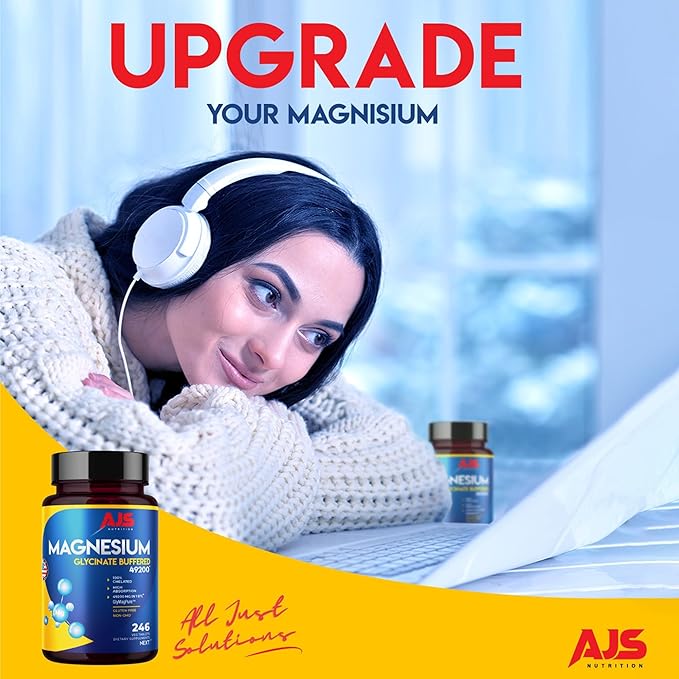 AJS Magnesium Glycinate 400mg Magnesium Glycinate Capsules 246 Tablets Gluten-Free Non-GMO Supplements Dietary Magnesium Supplement with Organic Coating Supports Your Well-Being 4 Months (4)