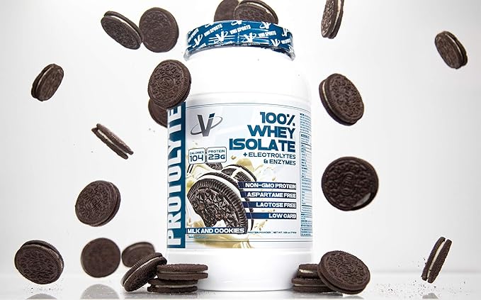 VMI Sports | ProtoLyte Whey Isolate Protein Powder | Low Calorie Whey Protein Powder for Weight Loss | Protein Powder for Muscle Gain | Digestive Enzymes | Non-GMO (Milk and Cookies 1.6 Pounds)
