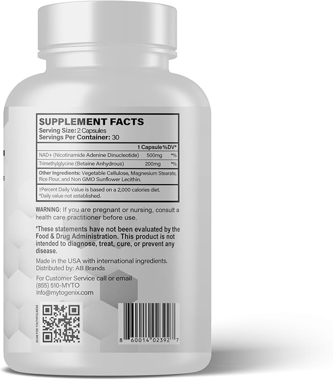 NAD+ Capsules – Advanced Cellular Energy &amp Wellness Support – 500mg High Purity Formula – 60 Veggie Capsules