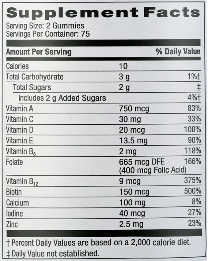 Equate Women's Multivitamin Gummies Daily Multivitamin for Adult Women 18+ Natural Fruit Flavor 150 Count (75 Servings) Sticker