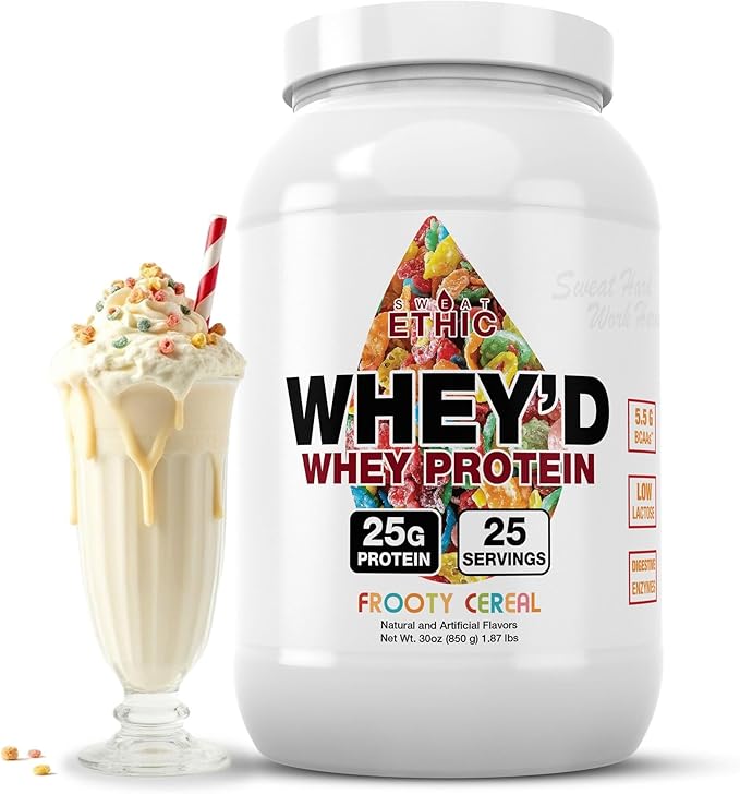 Sweat Ethic Whey'd Protein Powder 25 G Whey Protein Blend with Concentrate (30 Ounce Frooty Cereal)