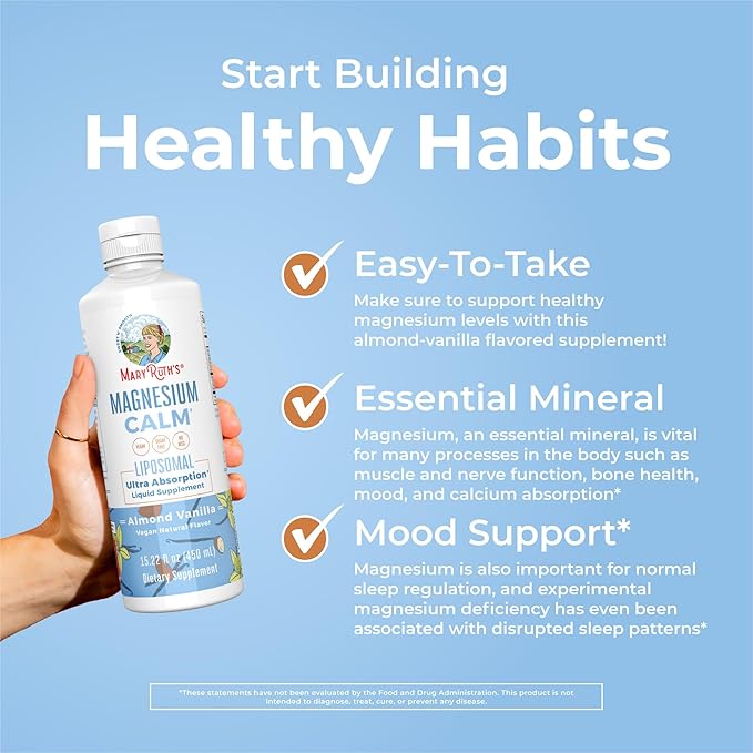 MaryRuth Organics Magnesium Liposomal| Magnesium Supplement | Magnesium Bisglycinate | Muscle &amp Bone Support | Mood Support Vitamin | Vegan | Non-GMO | Gluten Free | 15.22 Fl Oz | 30 Servings