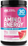 Optimum Nutrition Amino Energy Powder Plus Focus with BCAA Electrolytes and Caffeine Watermelon 30 Servings (Packaging May Vary)