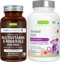 Multivitamin &amp Minerals for Men + Advanced Kids Multivitamin Gummy Vegan Bundle with Methylated B-Vitamins Vitamin A C D3 &amp E Clean Label 60 Tablets + 90 Berry Flavor Gummies by Igennus