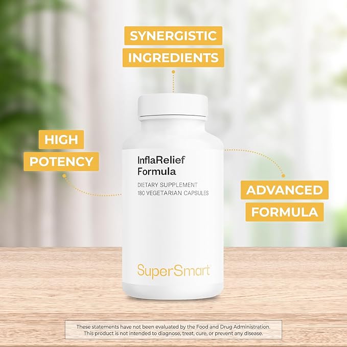 Supersmart - InflaRelief Formula (Perluxan) - Powerful Blend Curcumin C3 5 Loxin Bioperine - Enhanced Formulation | Non-GMO &amp Gluten Free - 180 Vegetarian Capsules