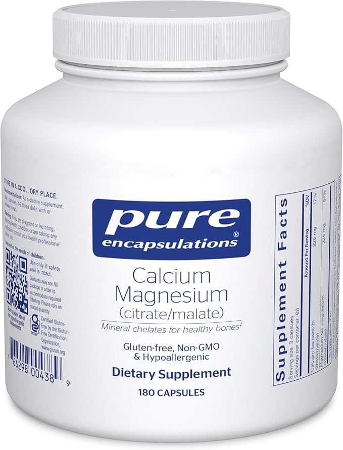 Pure Encapsulations Calcium Magnesium (Citrate/Malate) | Supplement to Support Bone and Cardiovascular Health* | 180 Capsules
