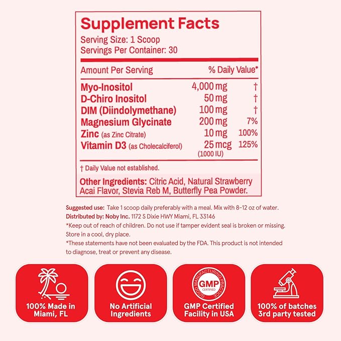 Peach Perfect Inositol Powder Multivitamin Strawberry Acai Flavor – 3 – Supports Women’s Health 30 SVG