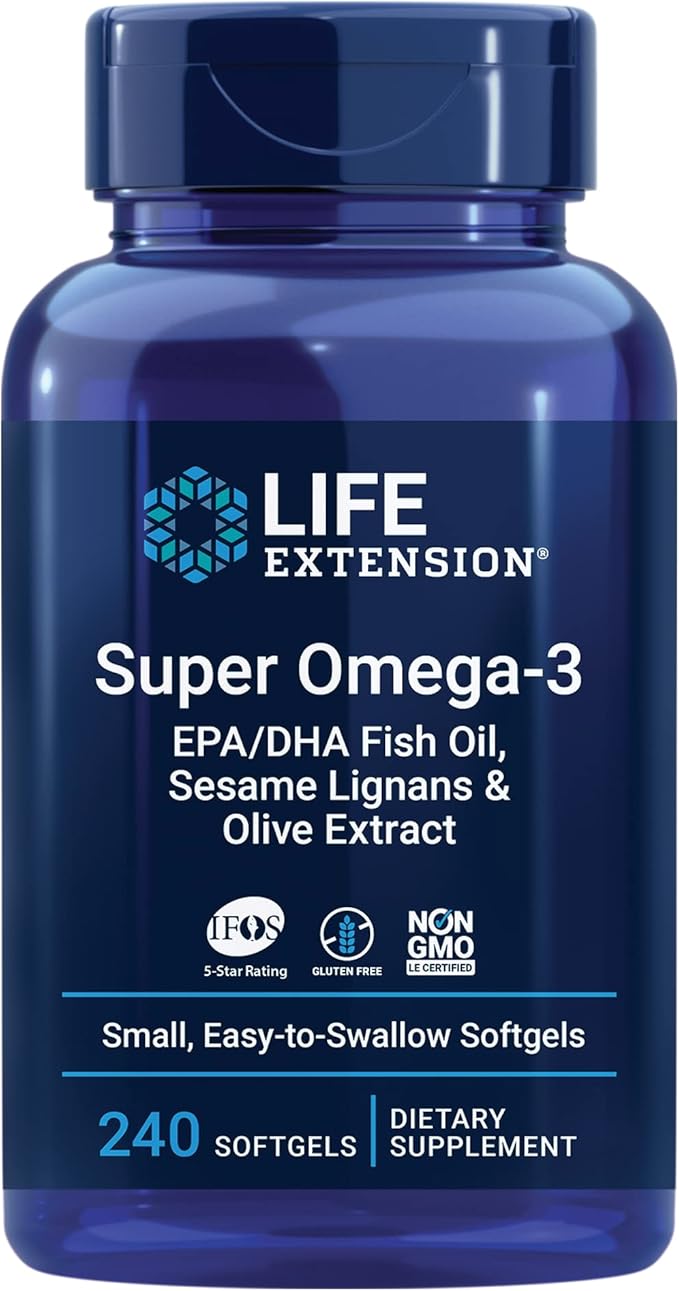Life Extension Super Omega-3 Fish Oil Curcumin Elite Turmeric Extract &amp Ginger Softgel Bundle - 240 + 30 Count