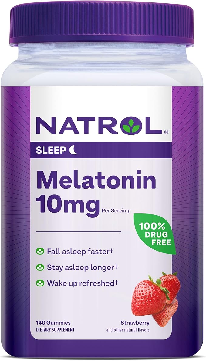 Natrol Melatonin Gummies 140ct &amp Vitafusion Fiber Gummies 90ct Bundle Sleep &amp Digestive Support