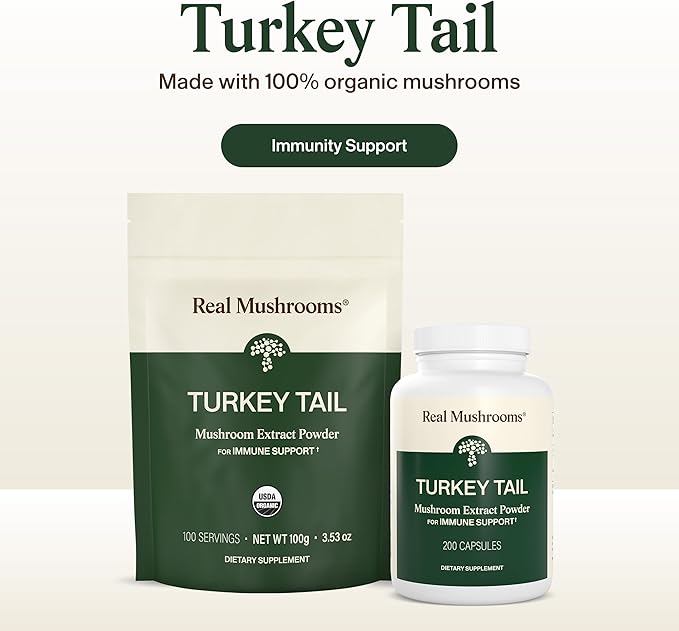 Real Mushrooms Turkey Tail Capsules – Organic Mushroom Extract for Daily Wellness Gut Harmony Energy Support – Vegan Non-GMO No Fillers – Turkey Tail Extract 200 Count Mushroom Supplement
