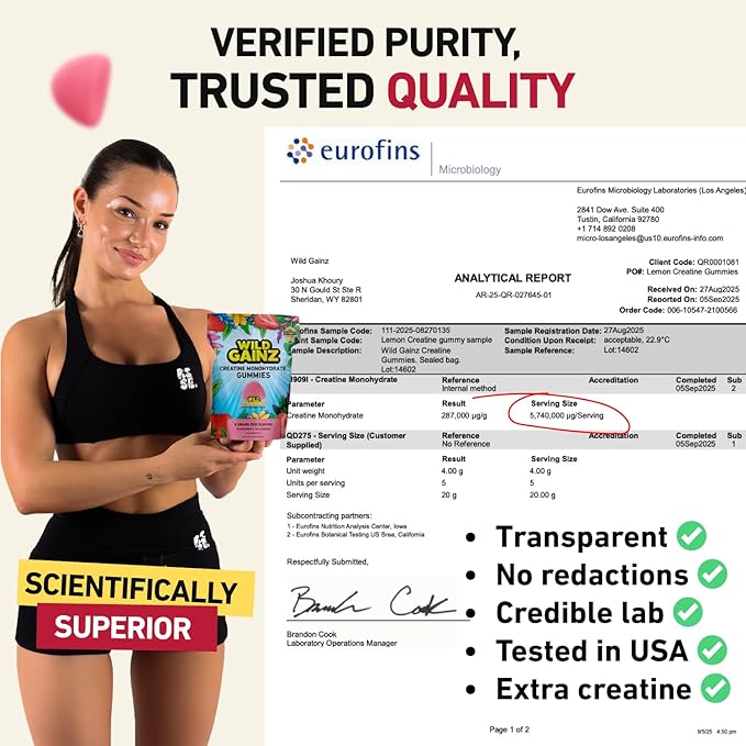 Creatine Monohydrate Gummies Bundle – Strawberry &amp Lemon | 5000mg Sugar-Free Vegan Non-GMO Gluten-Free | Supports Muscle Growth Strength &amp Focus | Made in USA – 270 Total Chews
