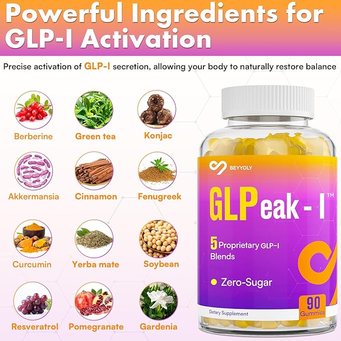 GLP-I Probiotic Gummy for Women and Men 17-in-1 GLP-I Supplement with Akkermansia Probiotic GLP-I Berberine Gummies GLP-I Akkermansia Gummy Yuzu Flavor Zero-Sugar 90 Gummies