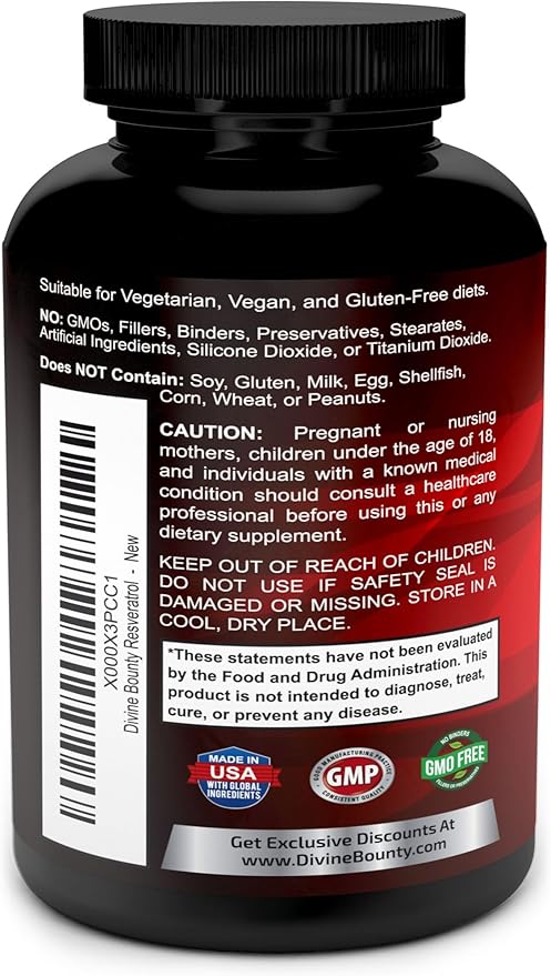 Resveratrol Supplement - 1400mg Extra Strength Formula with Grape Seed Extract Green Tea Extract Red Wine Extract - 60 Veggie Capsules