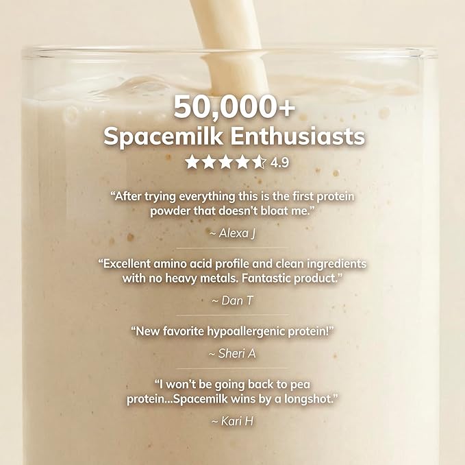 Spacemilk Premium Vanilla Protein Powder Vegan 4.24g BCAAs Non-GMO Gluten Free (1.29 lbs)
