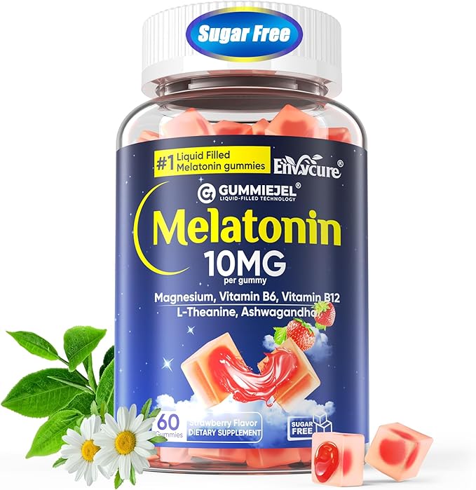 Melatonin Gummies 10mg 20mg with Magnesium for Adults | Drug Free | Sleep Aid | Sugar Free | L-Theanine Ashwagandha B6 B12 Lemon Balm &amp Chamomile Supports Deep Relaxation 60 Cts