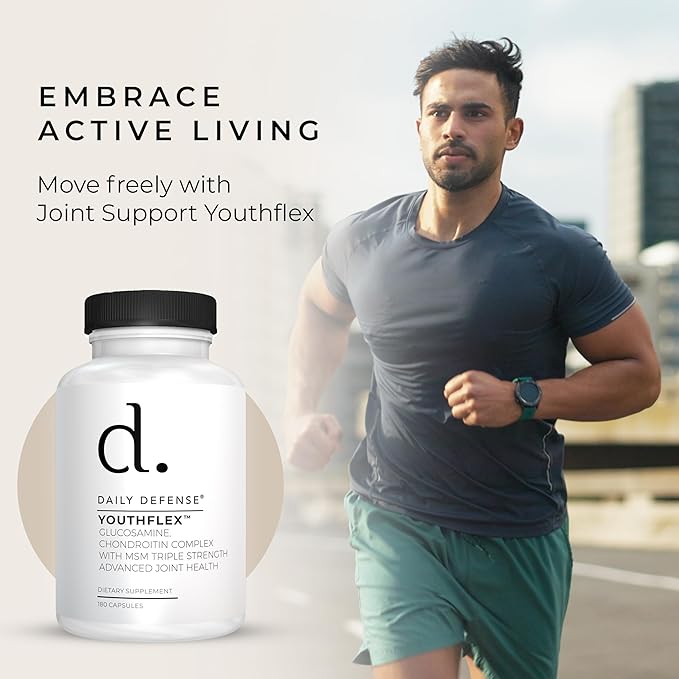 Glucosamine with Chondroitin &amp MSM Joint Supplement - Joint Support Supplement for Men &amp Women’s Mobility &amp Flexibility - 180 Capsules Youthflex Glucosamine Complex Made in The USA