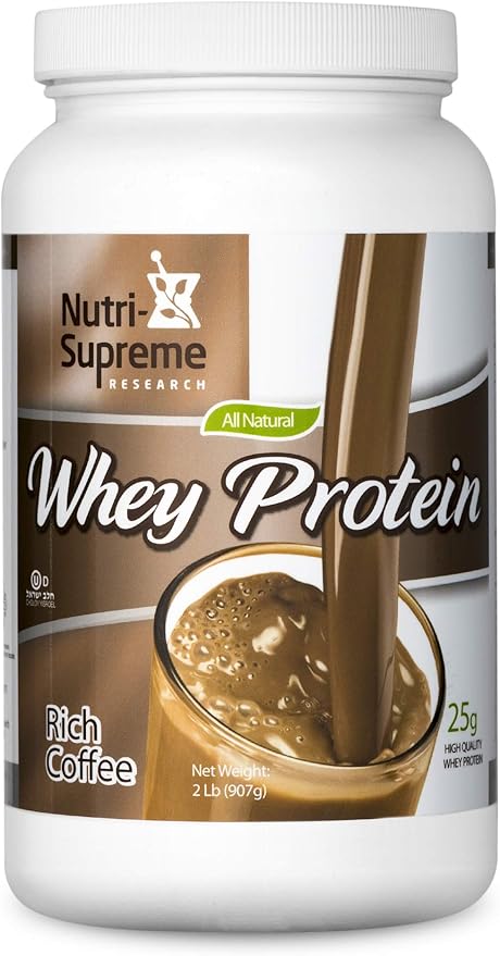 NUTRI-Supreme Whey Protein Powder Coffee Flavor Dairy Cholov Yisroel 2 Pound