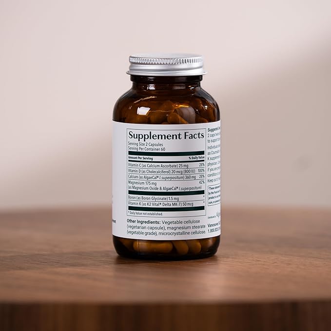 ALGAECAL Organic Red Algae Calcium Supplement for Bone Density &amp Strength Vitamin K2 MK7 (100mg) Vitamin D3 (1600 IU) Magnesium (350mg) &amp Trace Minerals Easy to Swallow 120 Veggie Caps
