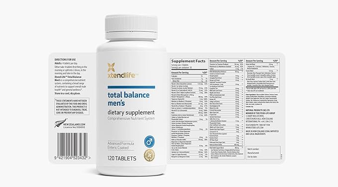 Xtendlife Total Balance Men’s Multivitamin for Immune Heart Digestive &amp Cellular Health - Daily Support - 70+ Nutrients &amp Minerals - 30 Day Supply