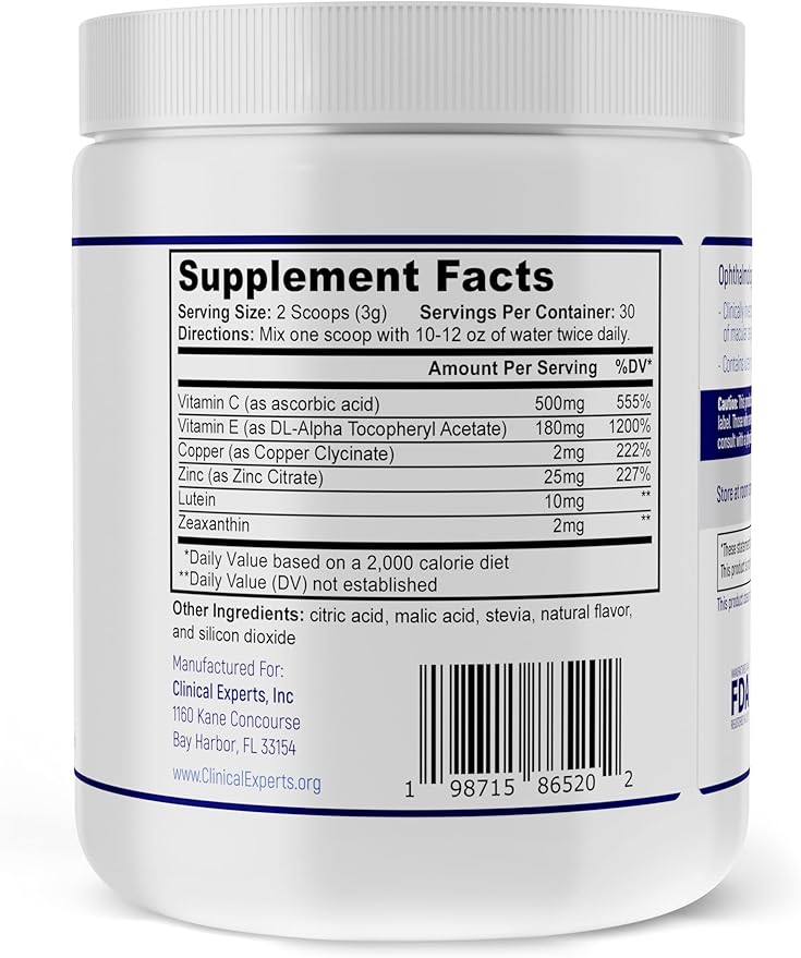 Navan AREDS2 Powder - for Those Who Can't Consume Tablets or Softgels - Eye Vitamins &amp Minerals Antioxidant Supplement by Clinical Experts - Lutein Zeaxanthin &amp Zinc - Kosher Style 30 Servin