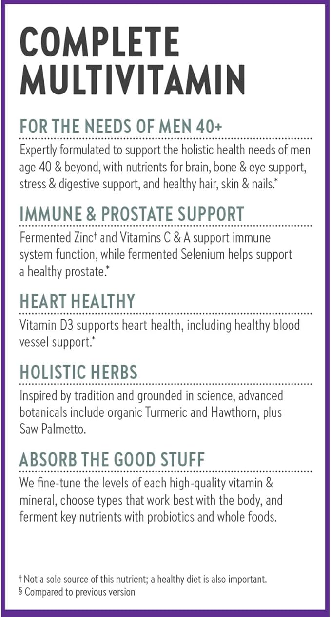 New Chapter Men’s Multivitamin 40+ Extra B6 &amp B12 D3 Vitamin C &amp Zinc Immune Heart Cellular Energy and Brain Health Gentle on The Stomach One Daily Non-GMO Gluten-Free 72 Tablets