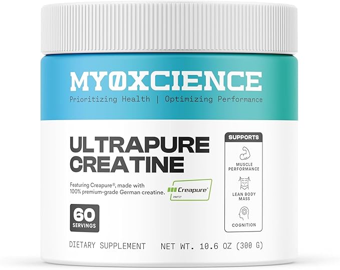 MYOXCIENCE Creapure® Creatine Monohydrate | Supports Strength &amp Muscle Mass Cognition and Lean Body Mass | Unflavored 60 Servings