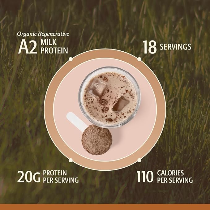 Women’s Whey Protein Powder Chocolate Grass Fed A2 Regenerative Whey with Organic SRI-81™ Shatavari KSM-66 Ashwagandha® &amp Acti Veda™ (20g Protein)