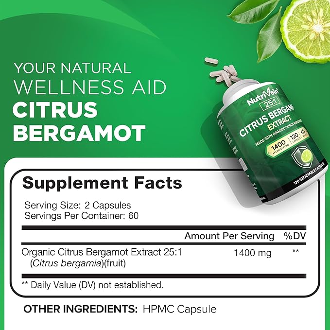 Nutrivein Premium Citrus Bergamot &amp Resveratrol Supplement Bundle: Resveratrol &amp 25:1 Citrus Bergamot Supplement for Vitality Repair &amp Circulatory Wellness