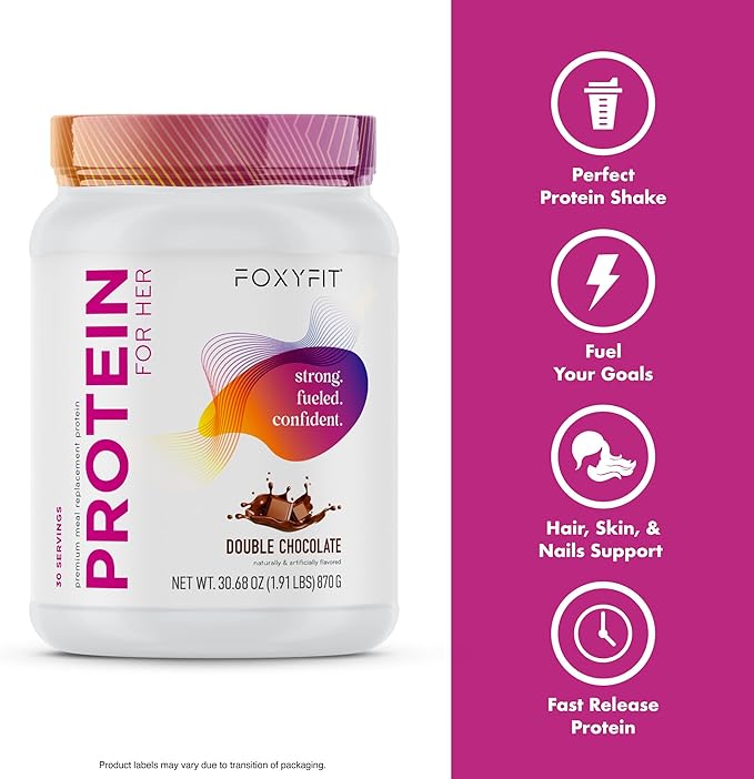 FoxyFit Protein for Her Vanilla Cupcake Whey Protein Powder with CLA and Biotin for a Healthy Glow (1.85 lbs)