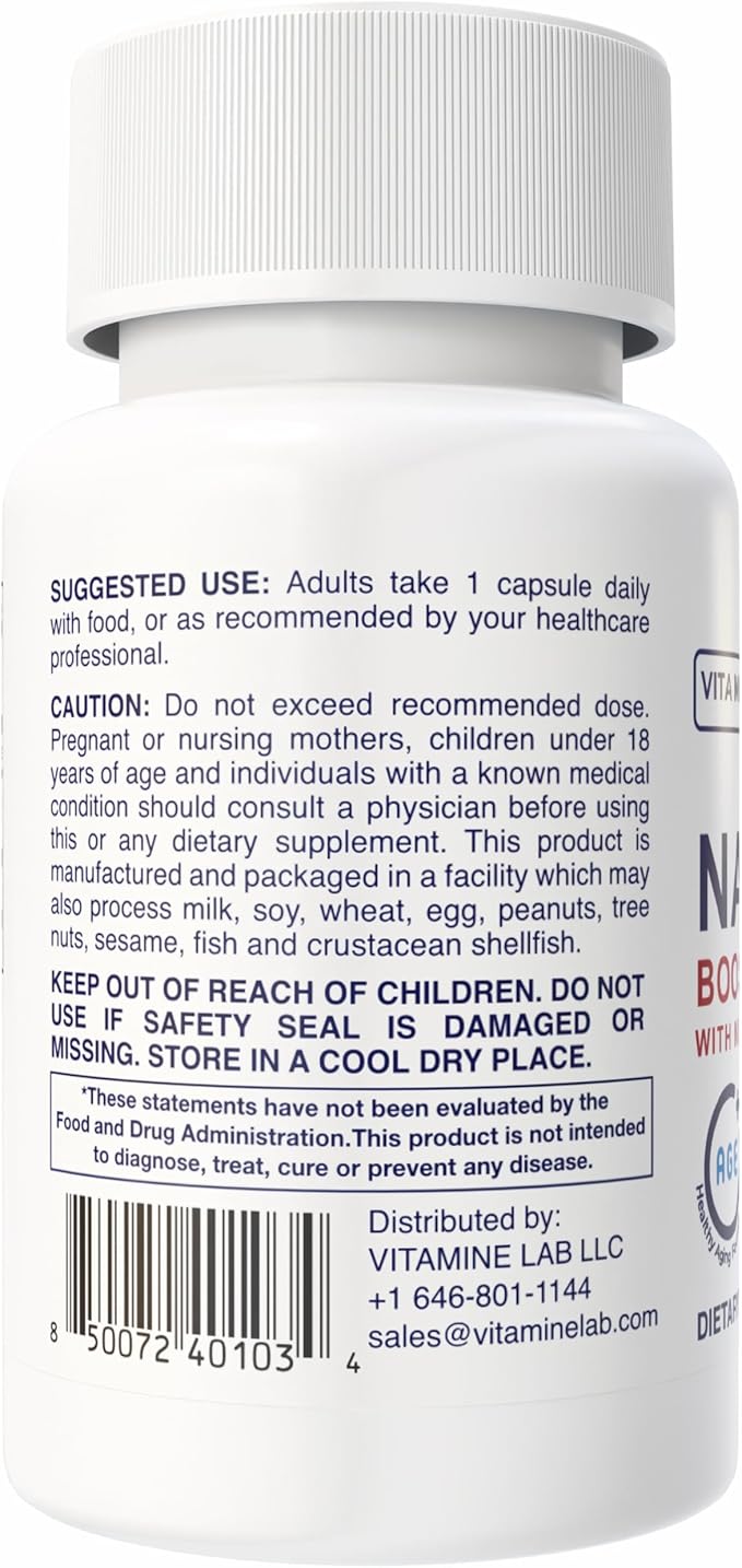 NAD+ Boost Pro Supports Cellular Energy Brain &amp Muscle Function 30 Capsules Halal Vegan Gluten-Free Made in USA