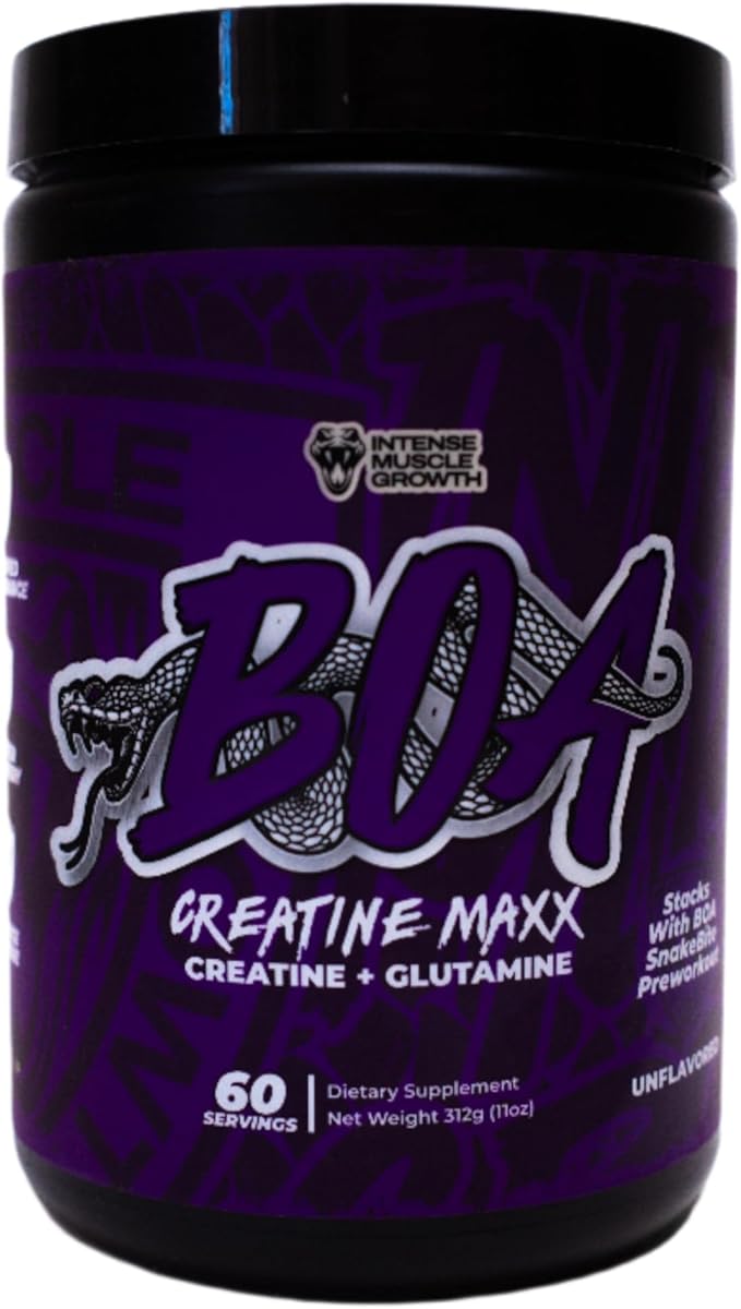 BOA Creatine MAXX Creatine + Glutamine Powder Unflavored Muscle Recovery &amp Performance Support (60 Servings)