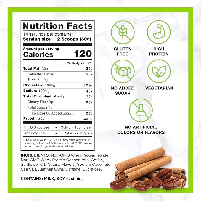 Chike Cinnamon High Protein Iced Coffee 20 G Protein 2 Shots Espresso 1 G Sugar Keto Friendly and Gluten Free 14 Servings (14.8 Ounce)