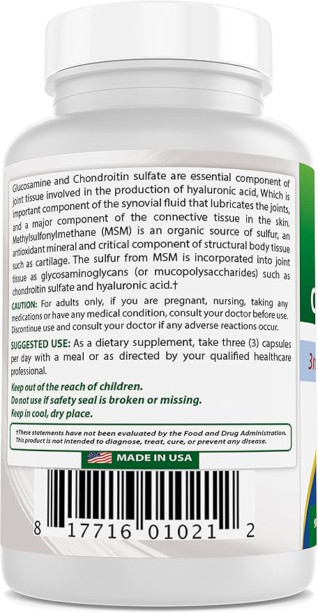 Best Naturals Glucosamine Chondroitin MSM Supplements 2600 mg per Serving 90 Capsules (90 Count (Pack of 3))