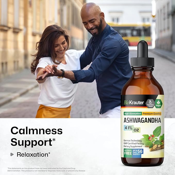 BIO KRAUTER Ashwagandha Tincture 4 Fl. Oz. &amp Ginkgo Biloba Tincture 4 Fl. Oz.