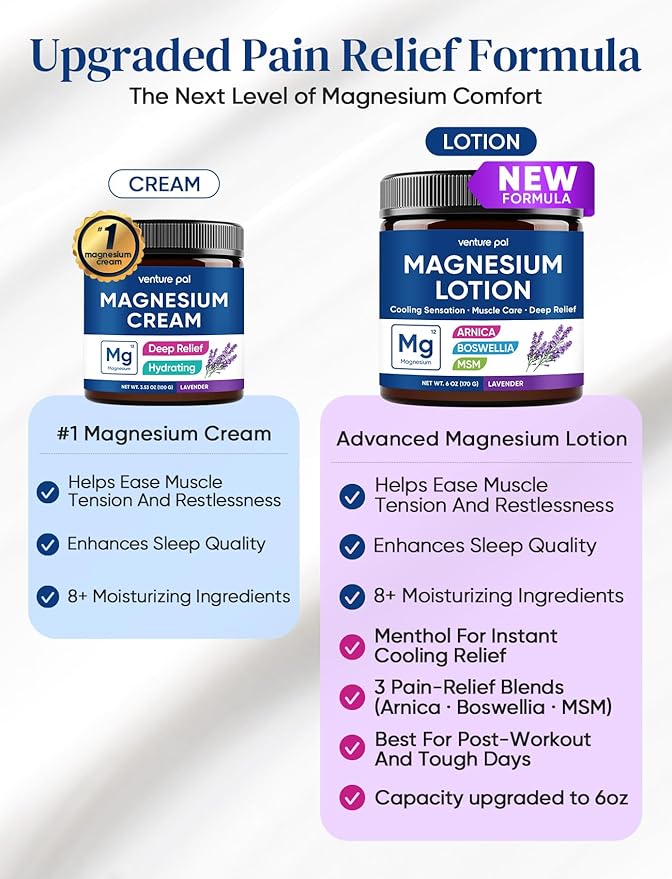 Venture Pal Magnesium Lotion + Calming Powdered Drink Mix - Sleep &amp Relaxation - Vegan &amp On The Go