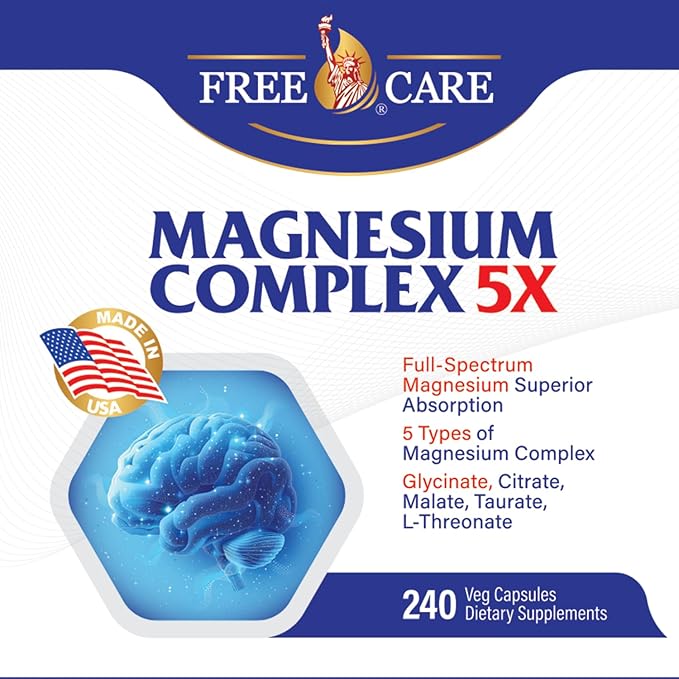 Five-Form Magnesium Complex 820mg High Absorption with GlycinateCitrate MalateTaurate &amp L-Threonate for Sleep Mood Muscle Relaxation &amp Nerve Function – Vegan Non-GMO Made in USA – 240 C