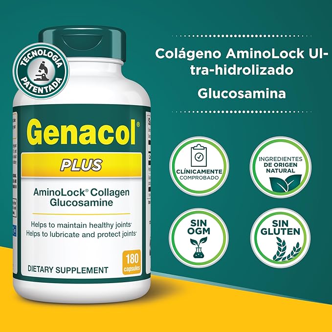 Genacol Plus – Glucosamine and Collagen Joint Supplement Lubricates Protects and Maintains Heathy Joints Relieves Joint Discomfort Plus 180 Capsules (60-Day Supply)