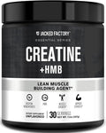 Jacked Factory Creatine HMB Powder Supplement with Creatine Monohydrate &amp HMB for Men &amp Women for Muscle Growth Increased Strength Enhanced Energy - 30 Servings Unflavored