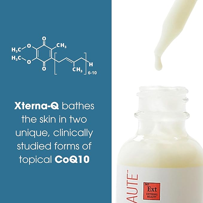 Consult Beaute XTERNA-Q COEnzyme Q10 Anti-Aging Serum for Face and Neck Smoothing CoQ10 Peptides Bergamot Fruit Oil Antioxidant Skin Care 1 Fl. Oz.