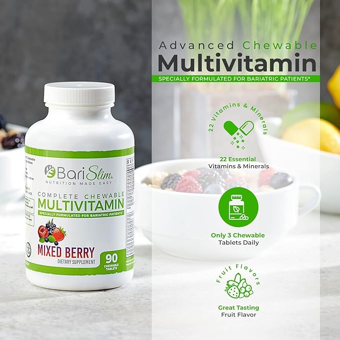 BariSlim Bariatric Calcium Citrate &amp Complete Chewable Bariatric Multivitamin - Bariatric Vitamin and Supplement for Post Bariatric Surgery Including Gastric Bypass and Gastric Sleeve