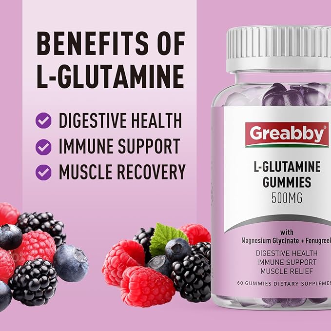 L Glutamine Gummies &amp Magnesium Glycinate Gummies Muscle Relief &amp Joint Support Vegan &amp Organic Non-GMO