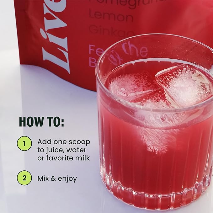LIVE IT UP | Feel the Beet: Beetroot Powder with Superfood Vitality Blend | Supports Energy Endurance and Clarity | Contains Ginkgo Beetroot Plant-Based Nitrates Antioxidants and Adaptogens