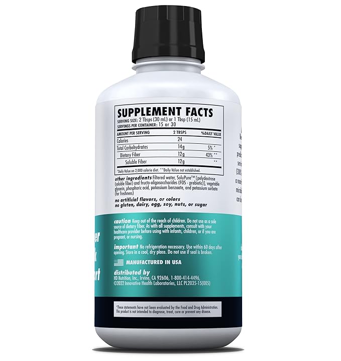 HEALTH DIRECT - Ready Fiber - Prebiotic Liquid Fiber Supplement for Women Men and Kids - 15 Fl Oz - 15-30 Servings Unflavored - Easier Than Gummies Powders and Pills