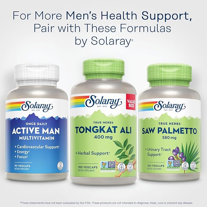 SOLARAY Tongkat Ali 400 mg - Longjack Tongkat Ali for Men - Herbal Support for Men's Health and Vitality - Vegan Non-GMO Lab Verified - 180 Servings 180 VegCaps