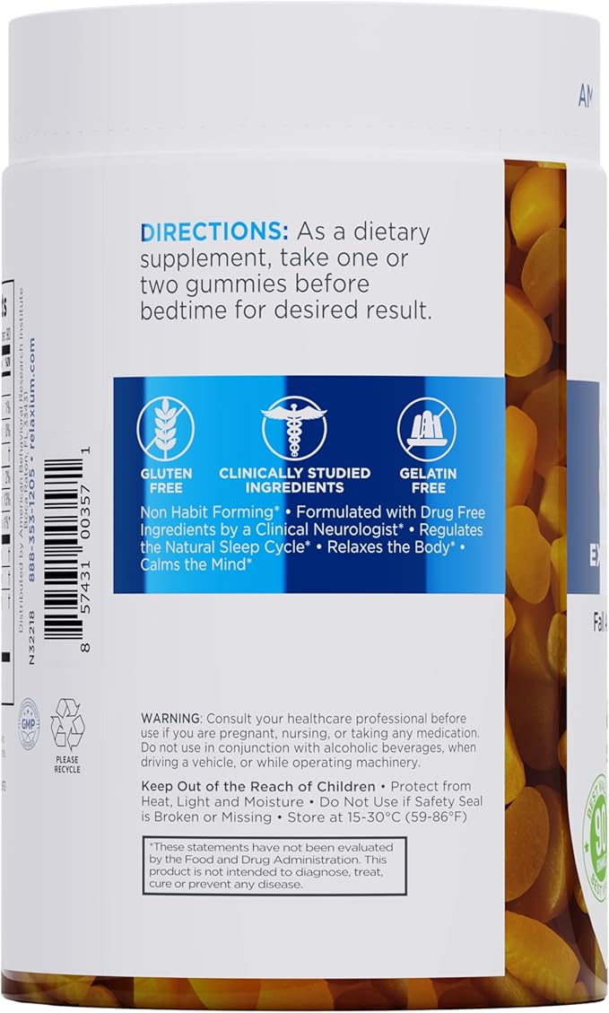 Relaxium SleepQuick Gummies - Sleep Aid + Gut Health &amp Immune Support 5mg Melatonin Vitamin D-3 + Prebiotic &amp Probiotic Blend Gluten &amp Drug Free Lemon Flavor 90 Gummies