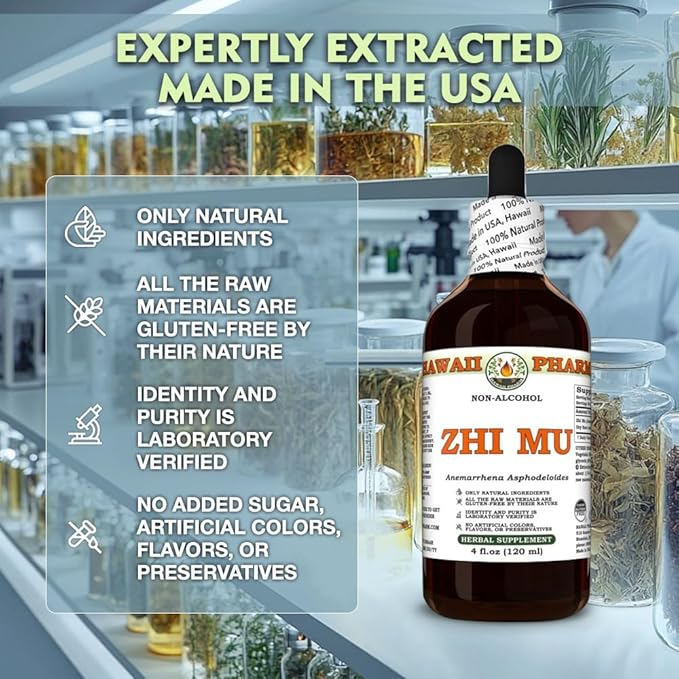 Zhi Mu (Anemarrhena Asphodeloides) Dry Root Glycerite All Natural Vegan Lab Tested Alcohol-Free Liquid Extract - 4 fl.oz