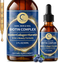 Liquid Biotin &amp Collagen Drops 20000mcg--High Potency Hair Growth Vitamin Support - Biotin and Liquid Collagen Supplement for Women &amp Men - Glowing Skin Support Healthy Hair &amp Nail Growt